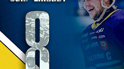 Henri Joki-Erkkilän pelipaita #8 nousee Lappi Areenan kattoon maaliskuussa